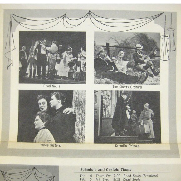 Moscow Art Theatre Flyer for Shows Dead Souls Cherry Orchard Three Sisters - Picture 2 of 4